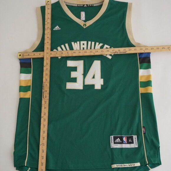 Adidas Swingman Milwaukee Bucks Antetokounmpo #34 Green & White NBA Jersey XL - Picture 3 of 14